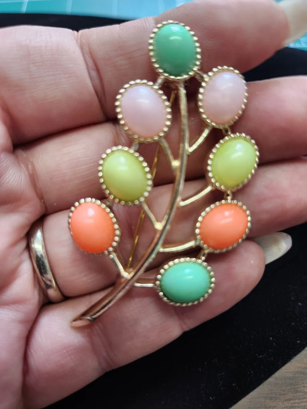 Sarah Coventry Gold Pearl Floral Brooch Trio with Multicolor Lot Of 3